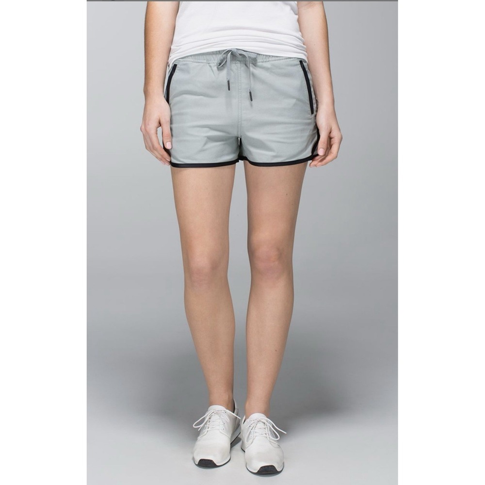 lululemon athletica Light Gray Athletic Shorts with Black Trim